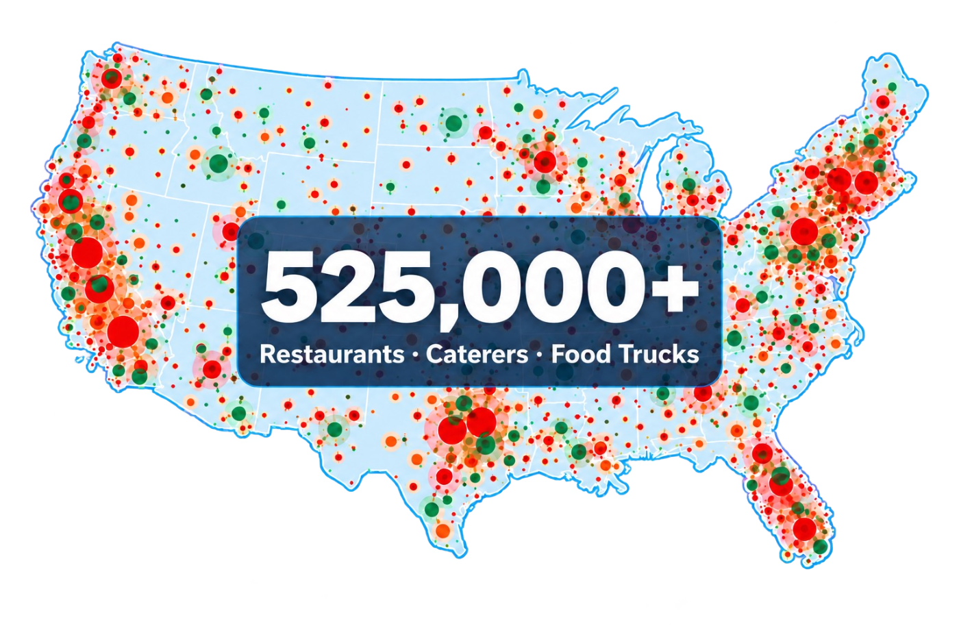 Map of OnePlace restaurant and food-service partners across the US